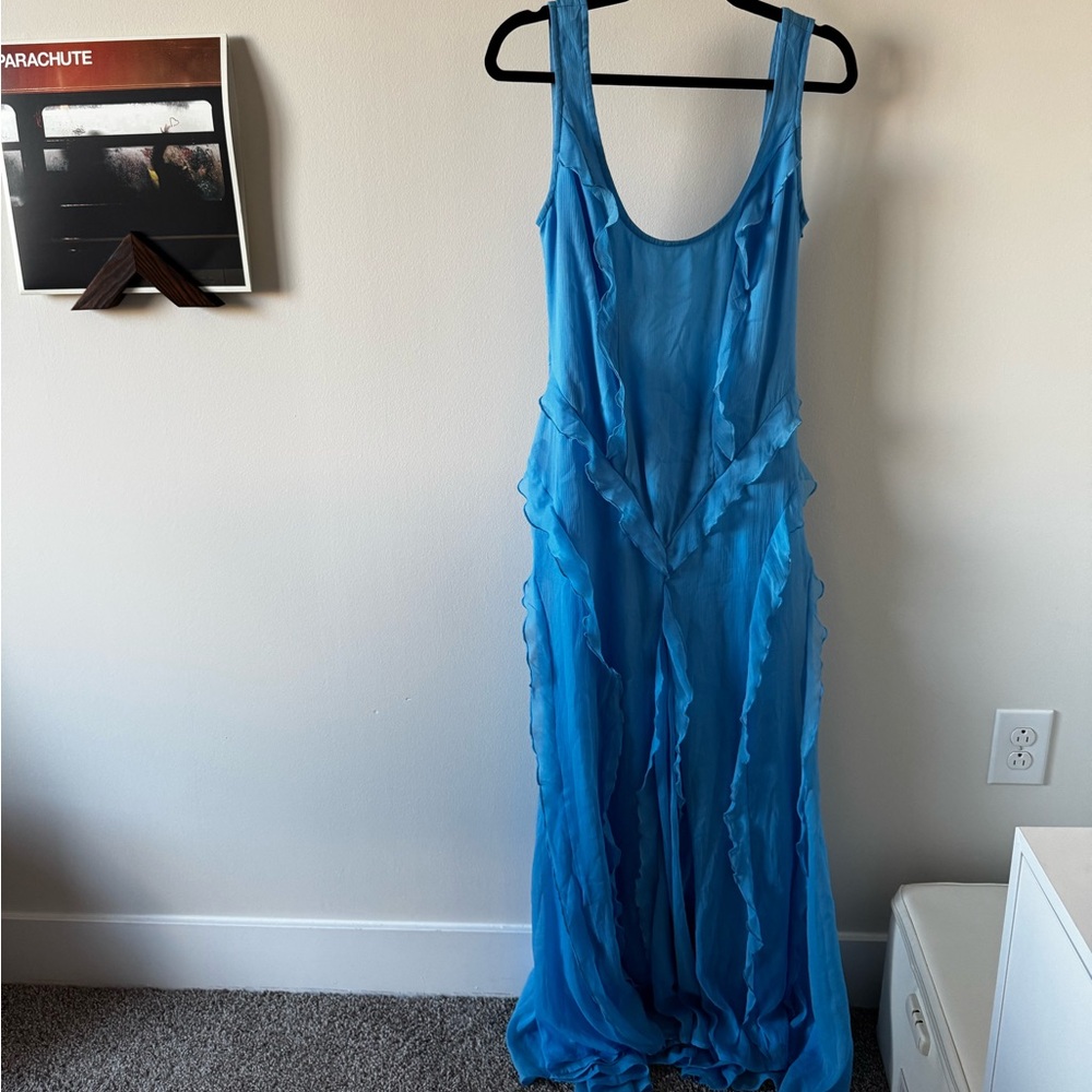 Elegant Blue Sheer Maxi Dress ASOS